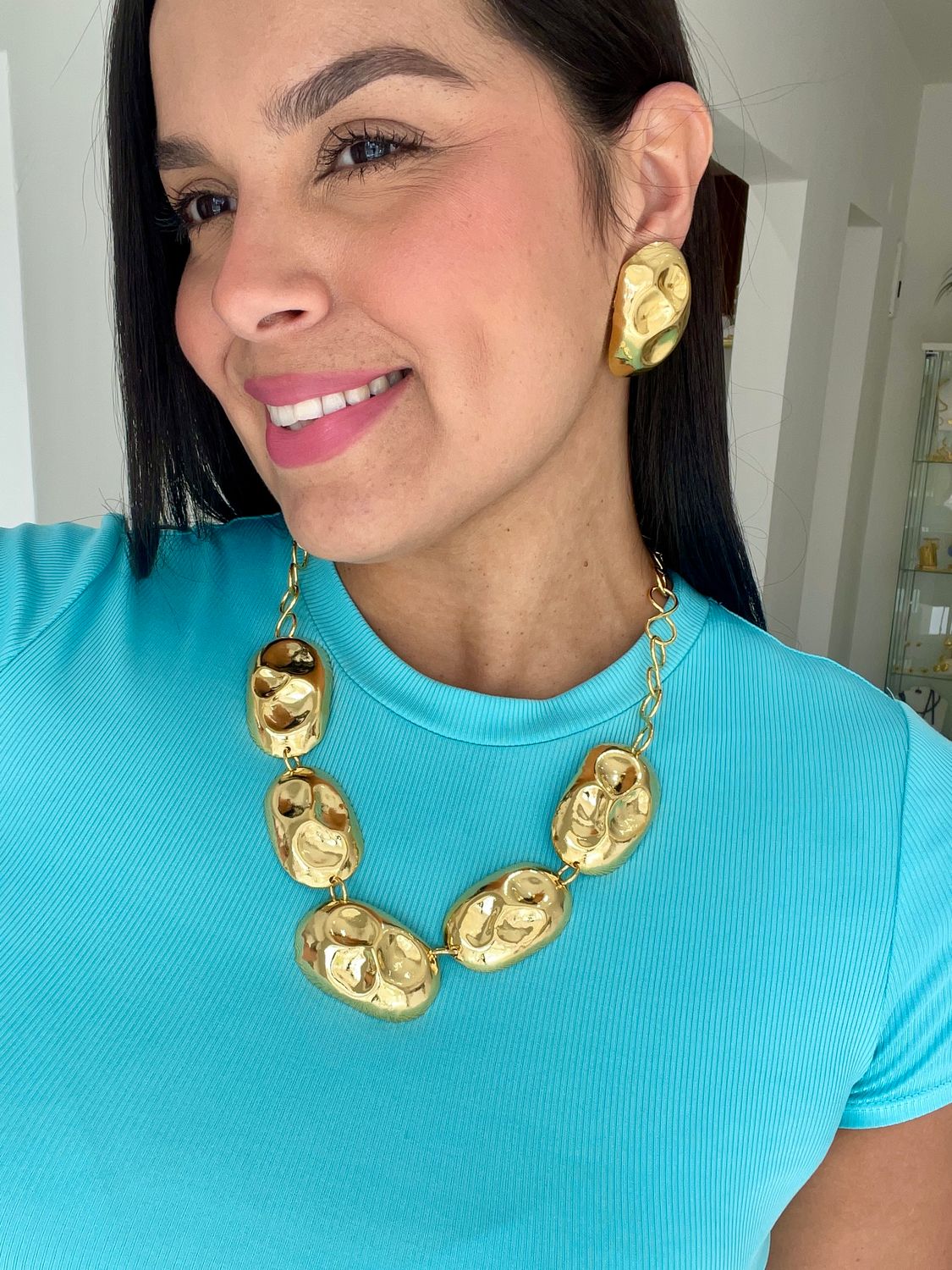 Gold Shapes Necklace Set
