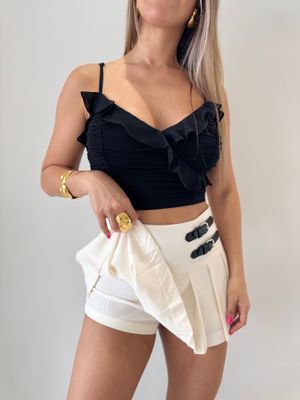 Black Buckles Short Skirt