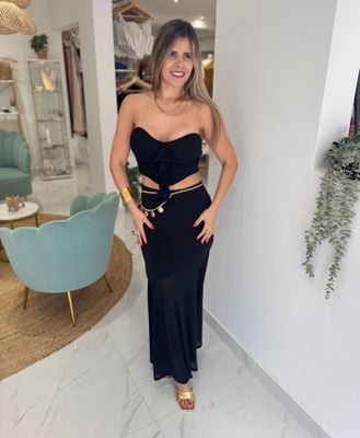 Black Mesh Maxi Skirt