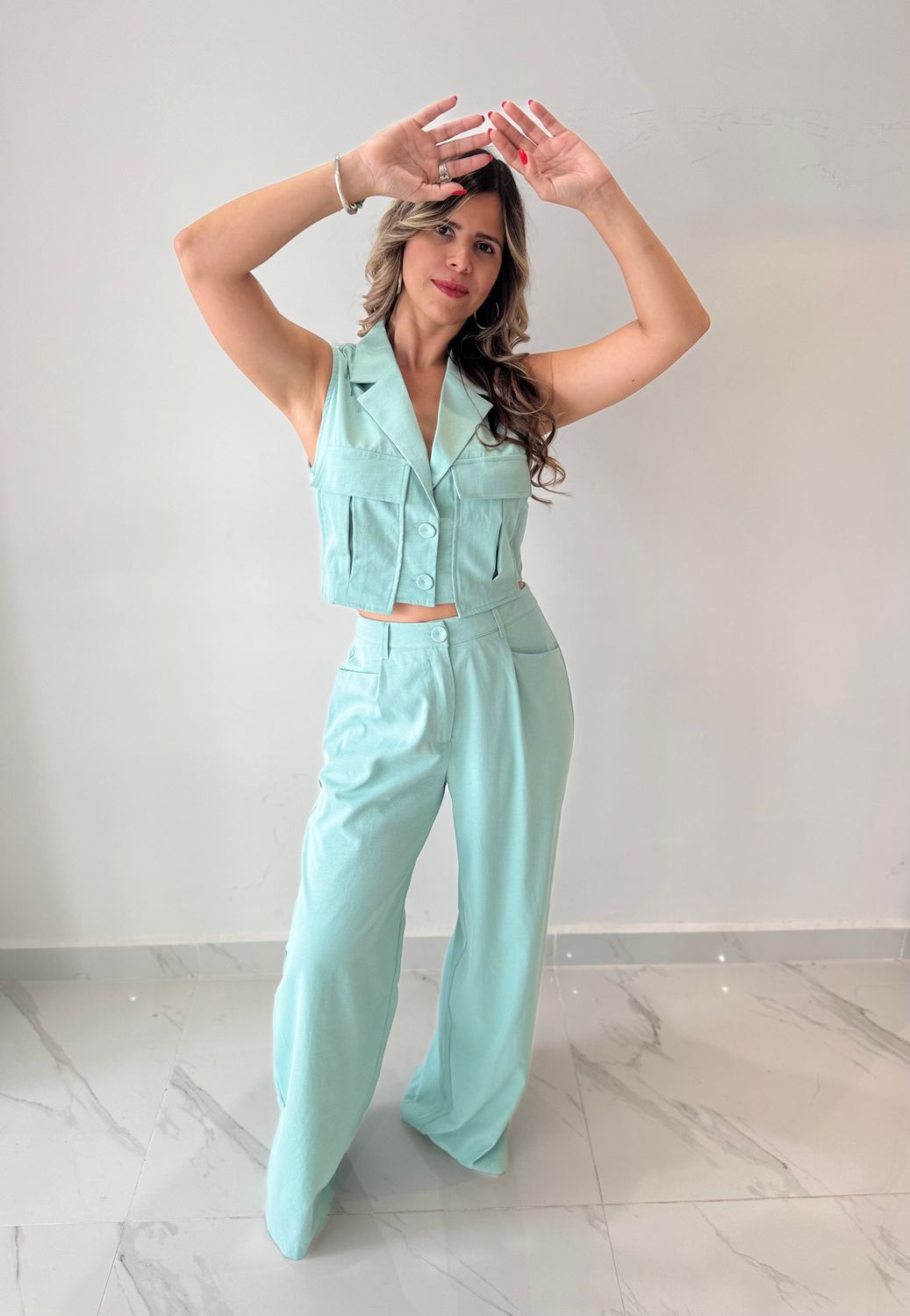 Mint Vest Pant Set