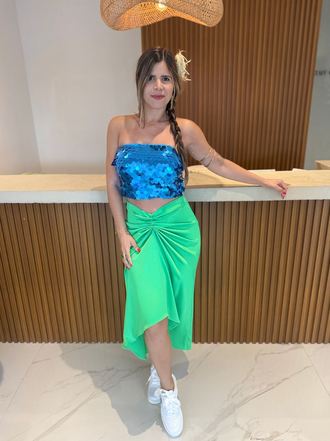 Brilliant Green Satin Skirt