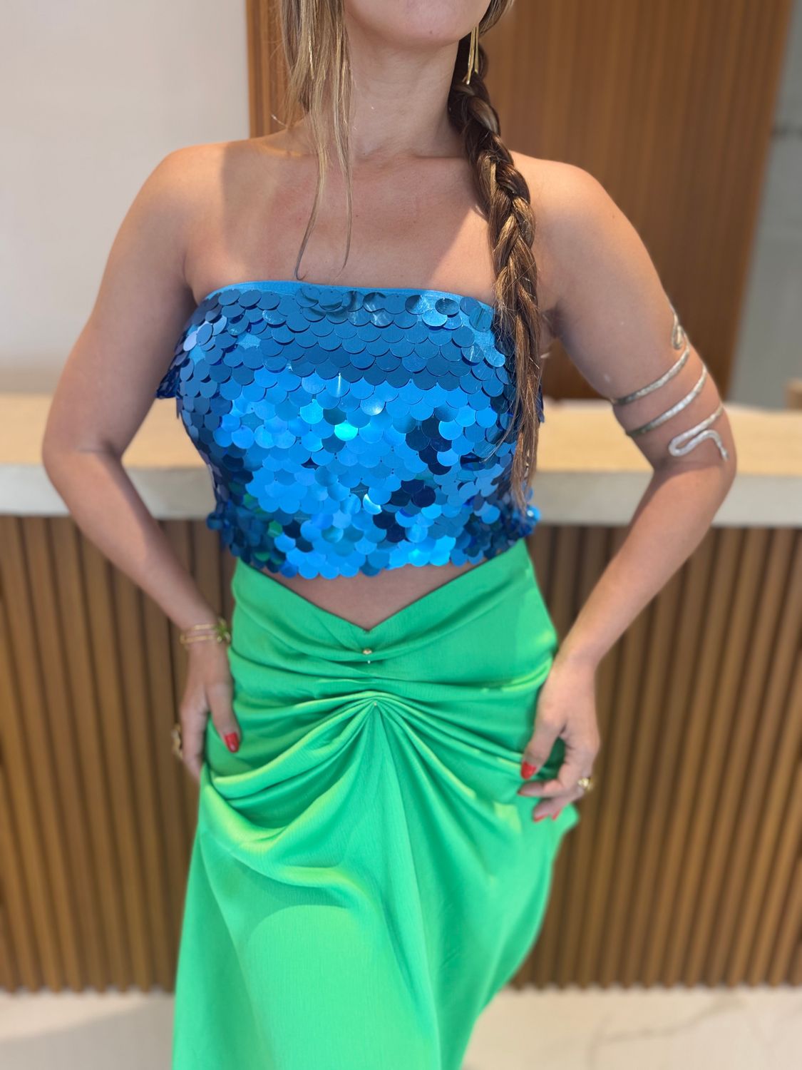Ocean Blue Sequins Top