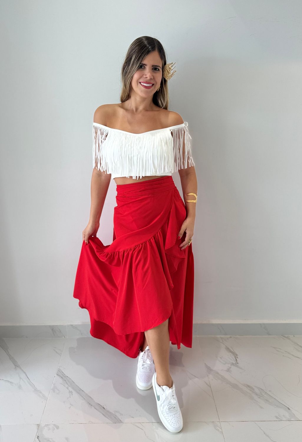 Red Wrap Around Skirt