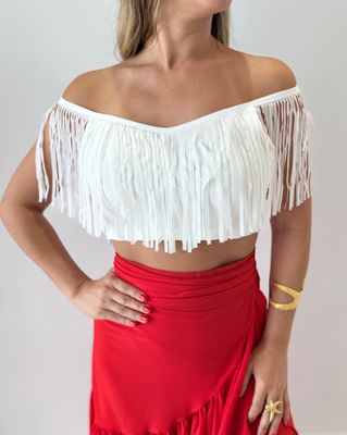 White Bangs Crop Top