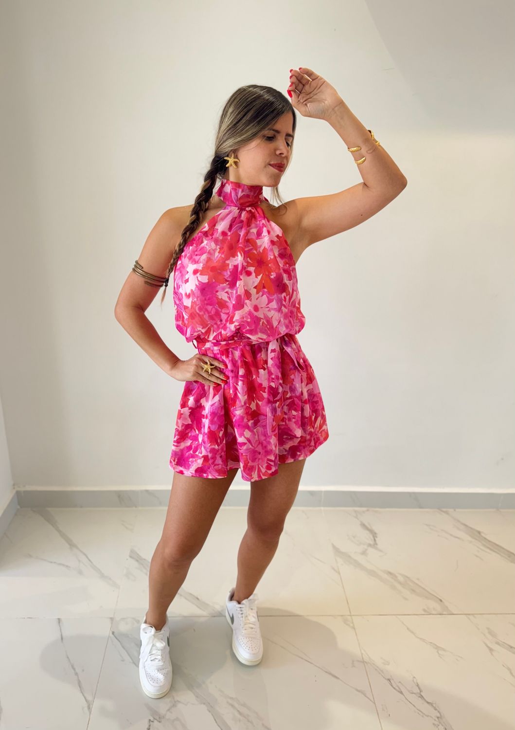 Pink Tropical Romper