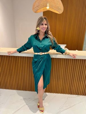 Satin Emerald Cocktail Dress