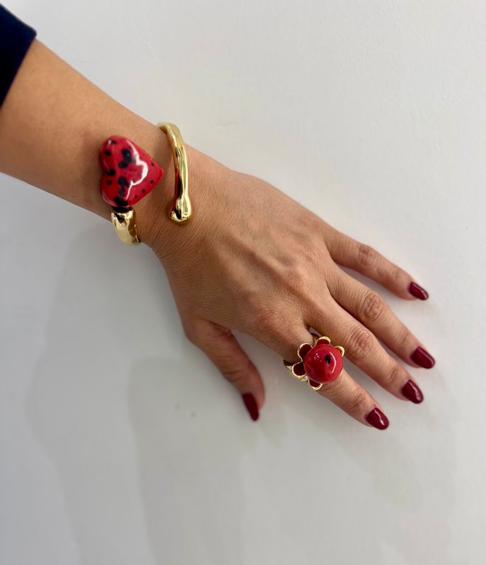 Red Heart Bracelet Set
