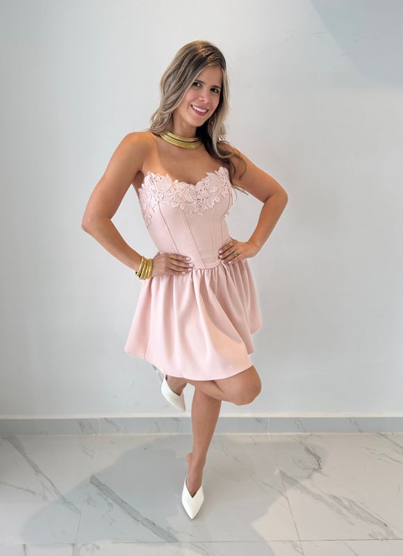 Light Pink Bustier Short Dress