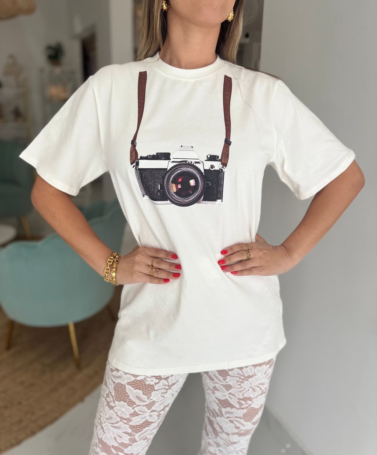 White Camera T Shirt