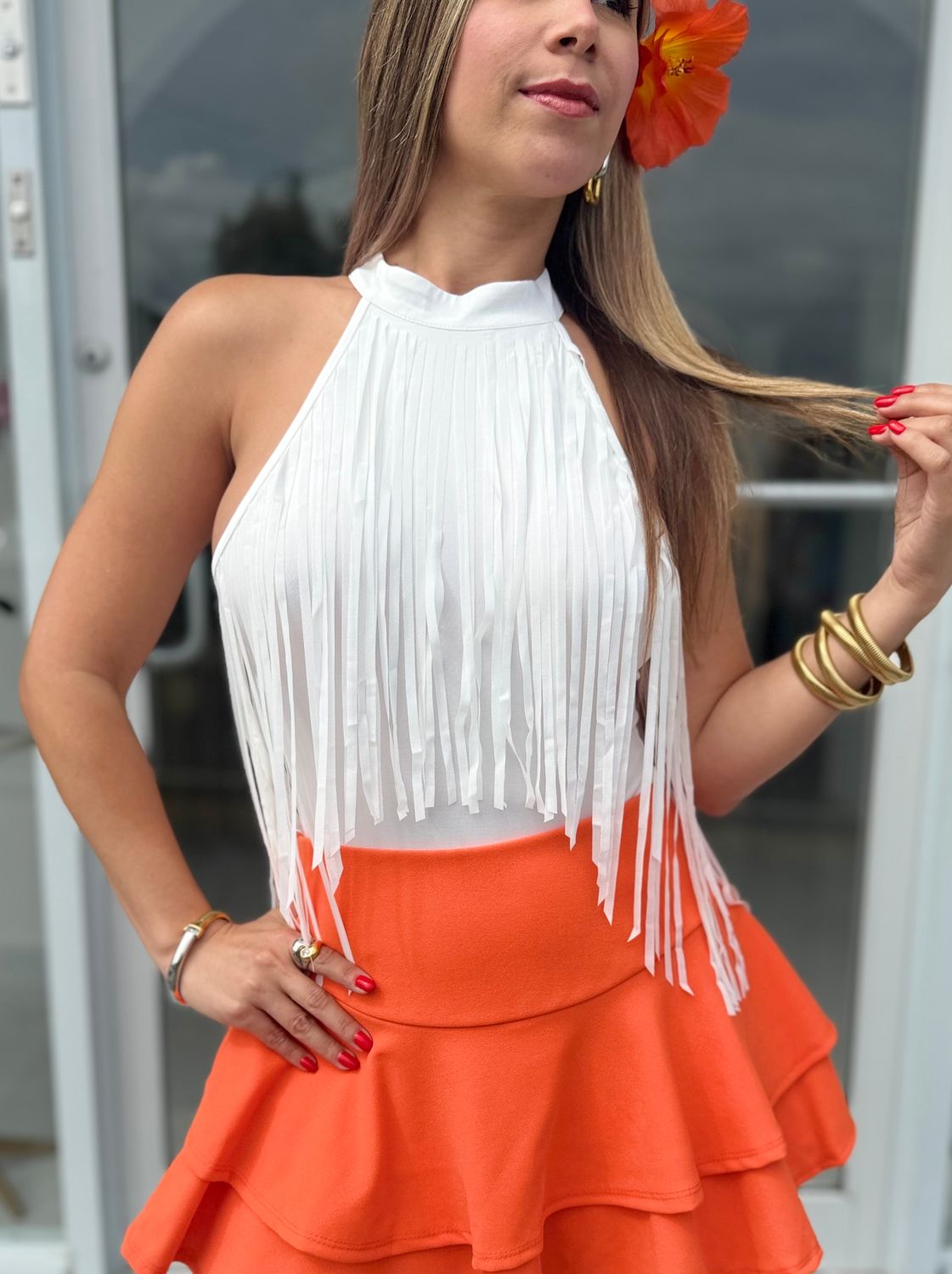 White Bangs Bodysuit