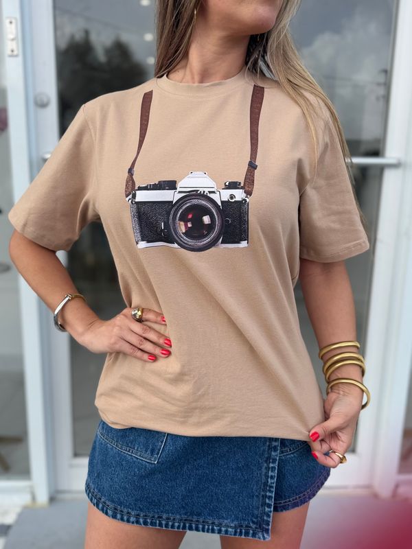 Beige Camera T Shirt