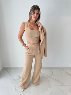 Camel 3 Pcs Blazer Set