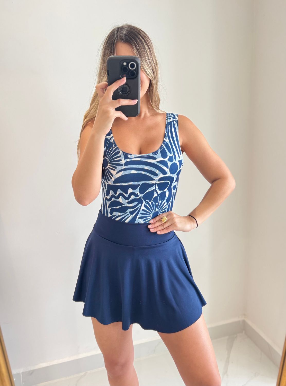 Navy Skort Bodysuit Set
