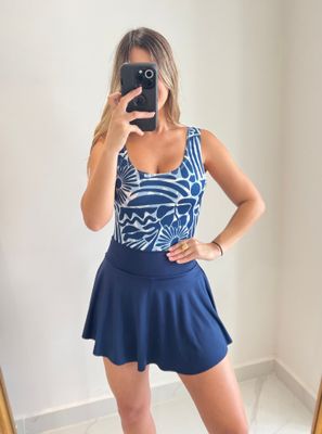 Navy Skort Bodysuit Set