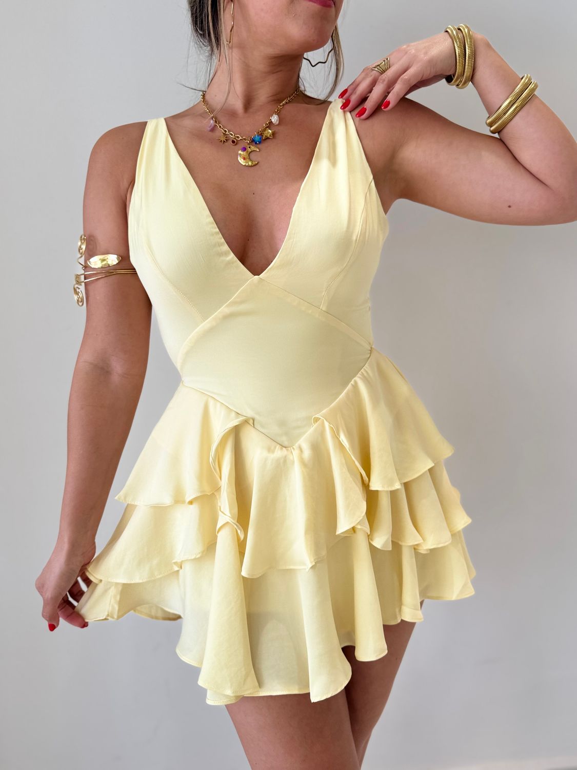 Butter Yellow Ruffles Romper