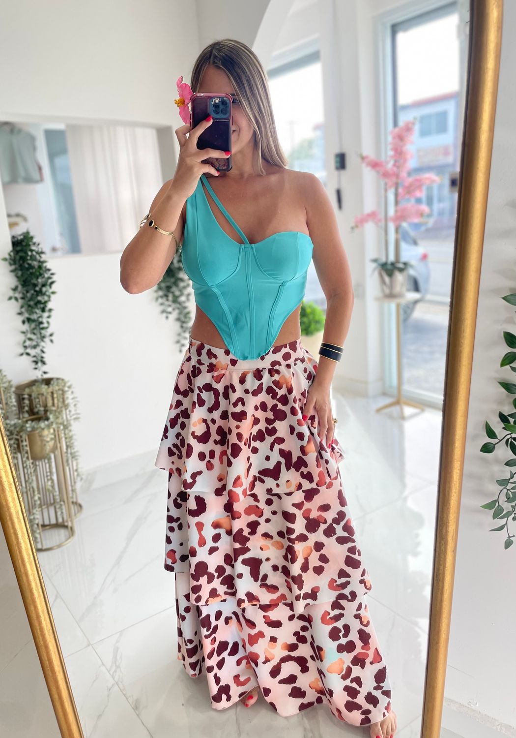 Leopard Ruffles Skirt