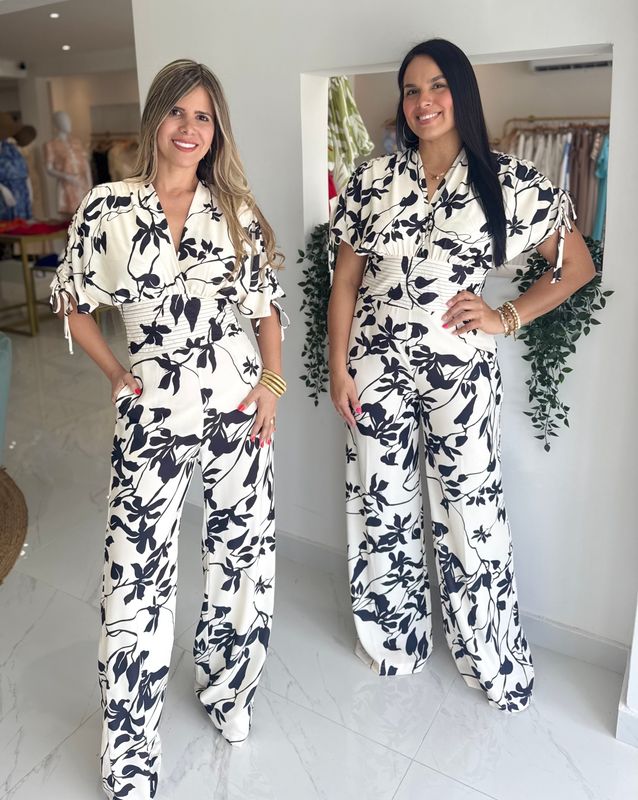Black &amp; White Printed Excusive Collection Jumpsuit
