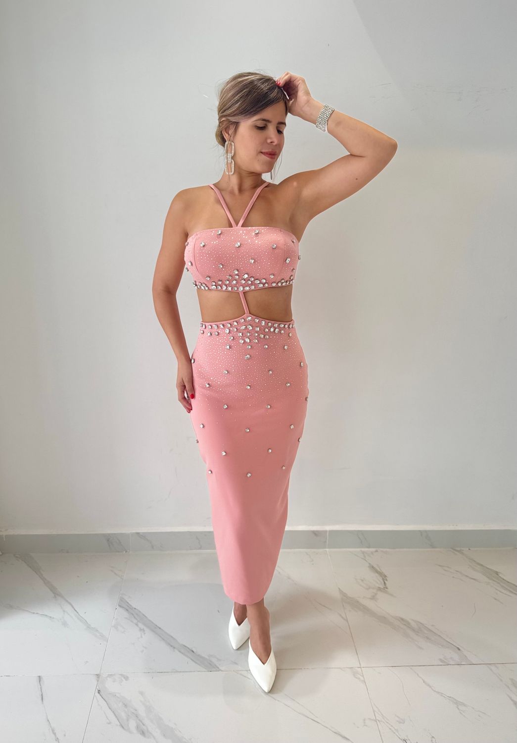 Pink Pastel With Rhinestones Exclusive Collection Dress