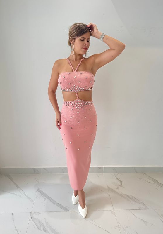 Pink Pastel With Rhinestones Exclusive Collection Dress