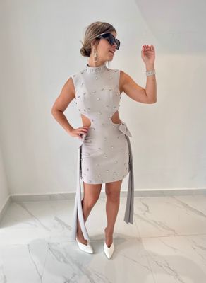 Pearl Gray With Rhinestones Exclusive Collection Dress