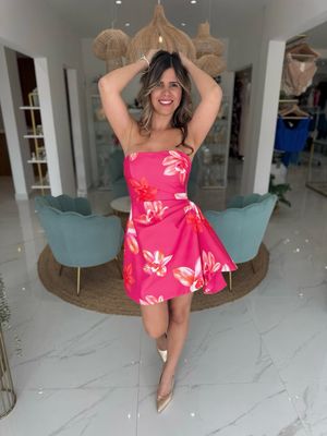 Girly Pink Strapless Short Dress