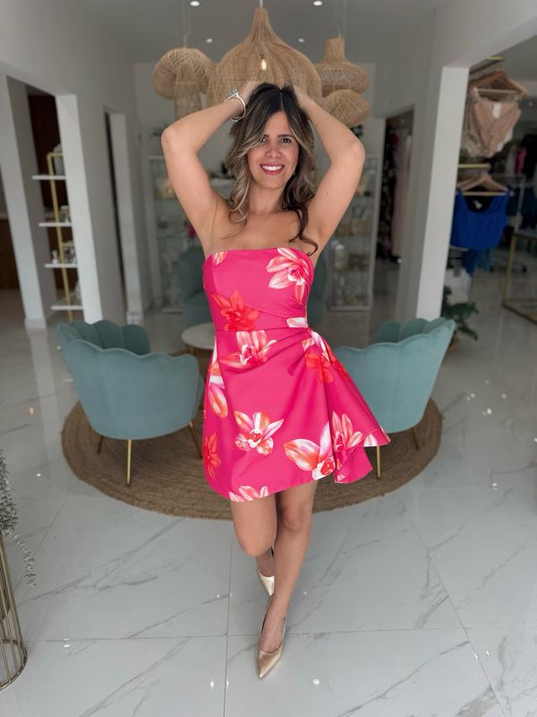 Girly Pink Strapless Short Dress