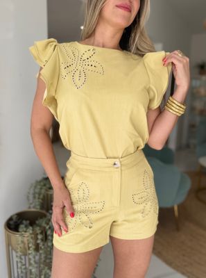 Macaroon Color Short Pant Set