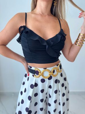 Black Ruffles Crop Top