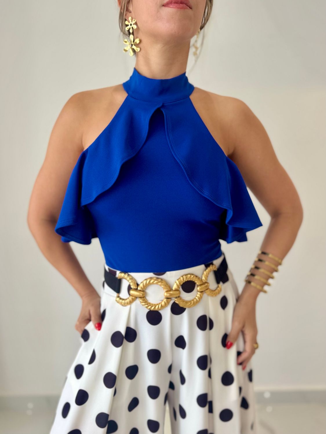 Royal Blue Ruffles Bodysuit