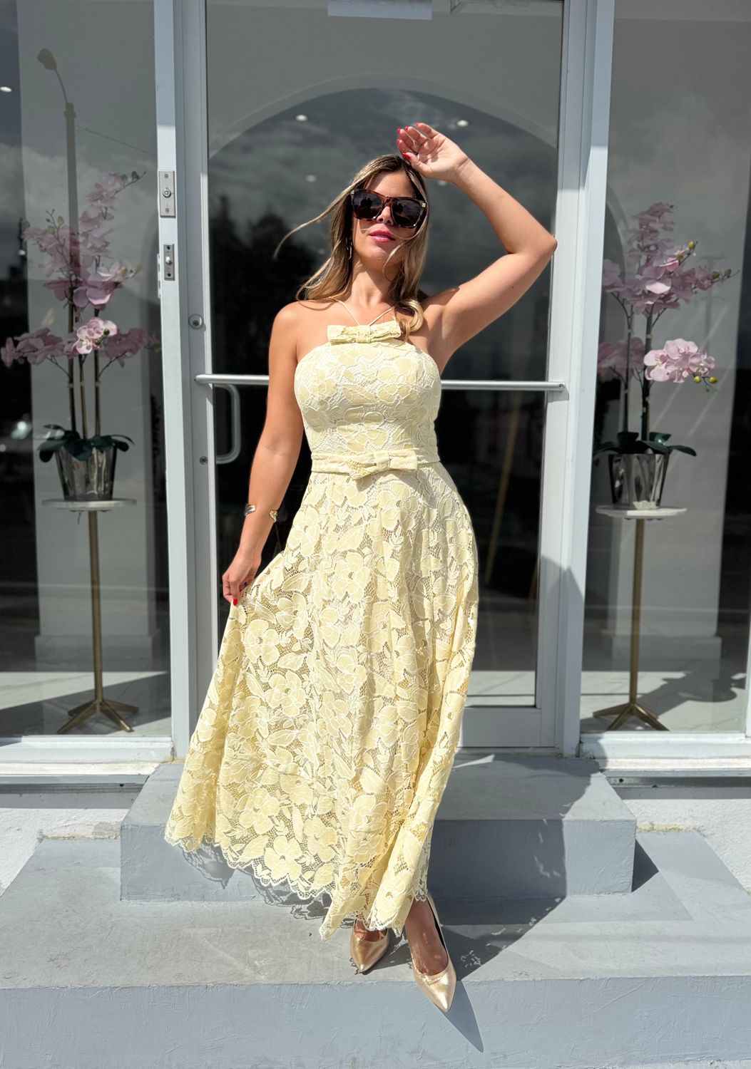 Butter Yellow Lace Premium Collection Dress