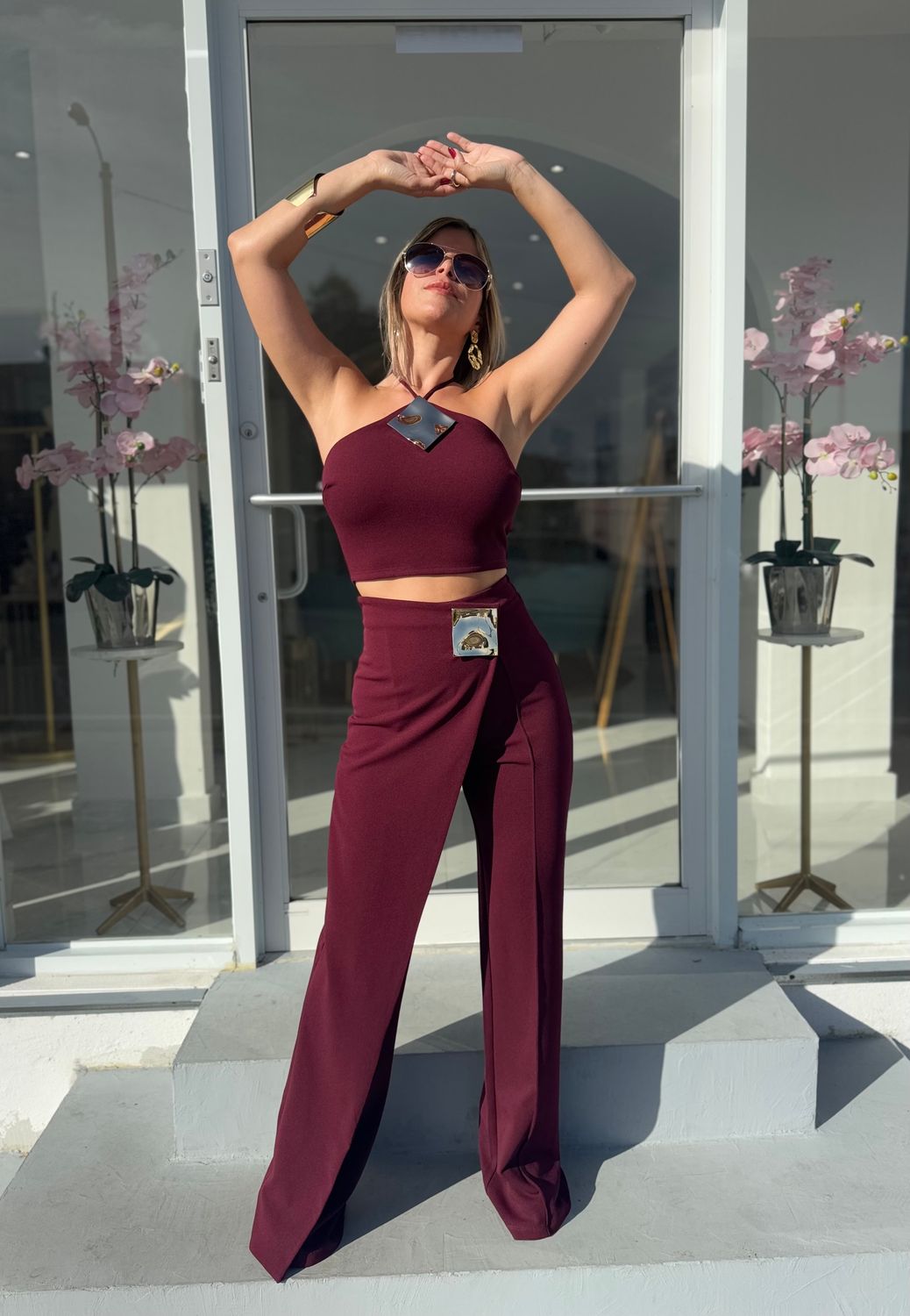 Burgundy Elegant Pant Set