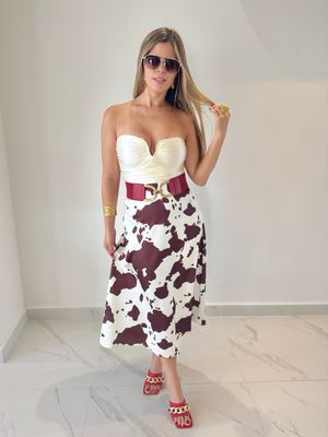 Cow Print Midi Skirt
