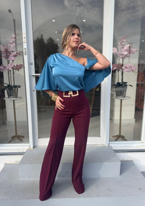 Burgundy High Waisted Pant