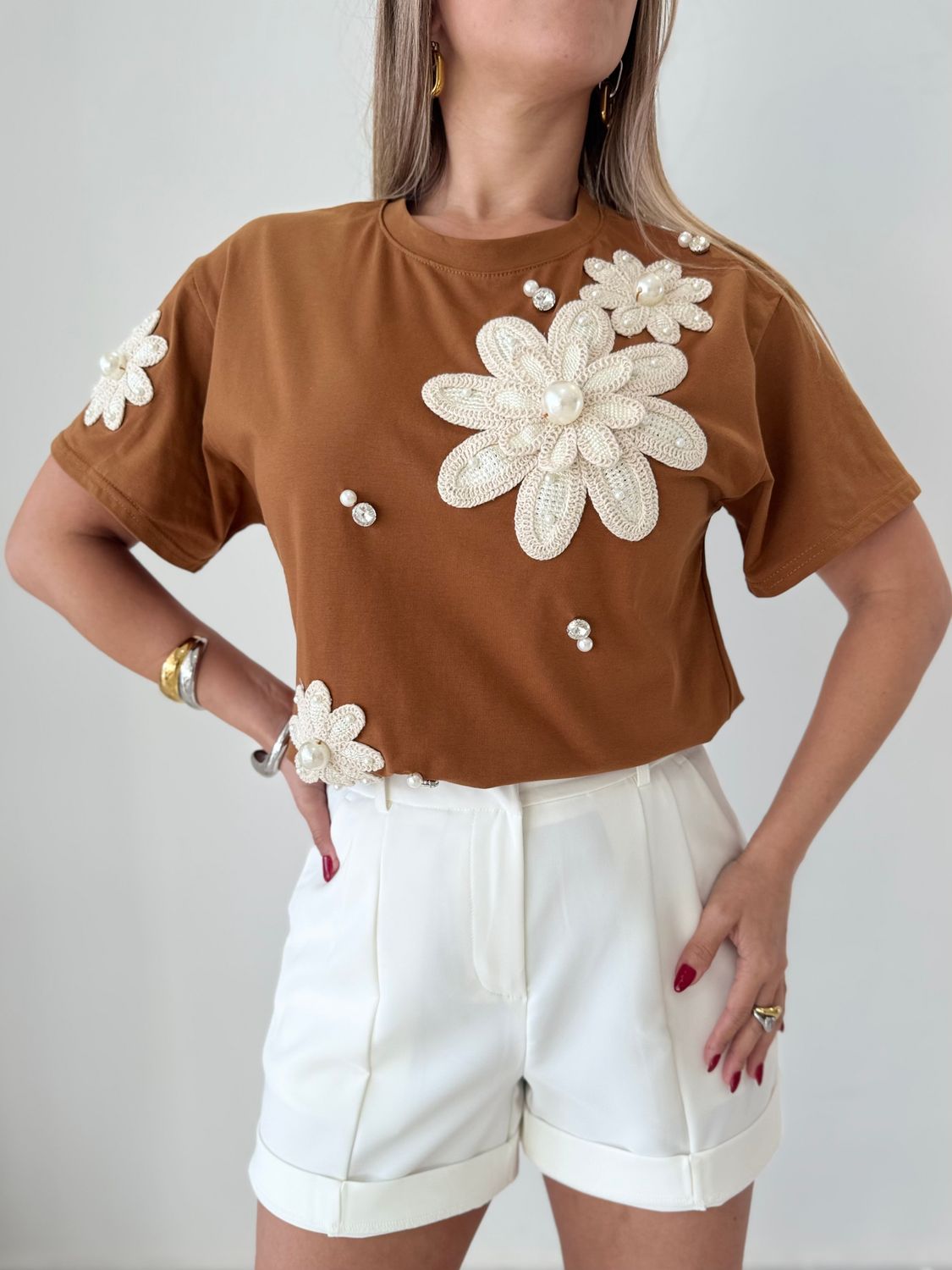 Mocha &amp; Flowers T Shirt