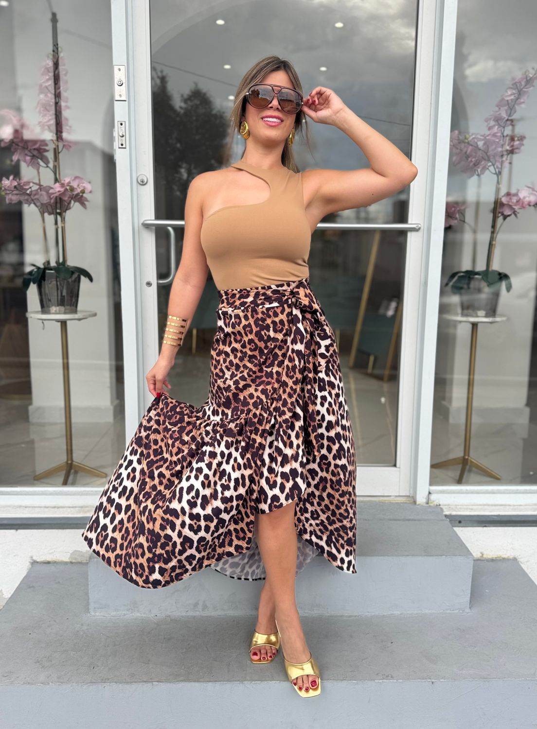 Leopard Print Wrap Around Skirt