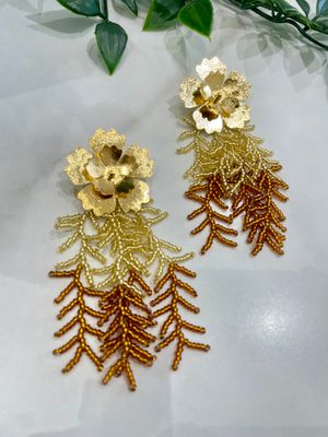 Two Tone Gold Flower Earrings