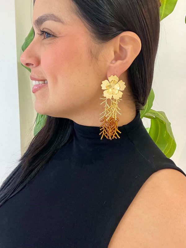 Two Tone Gold Flower Earrings