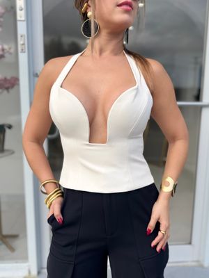 Bone White Halter Top