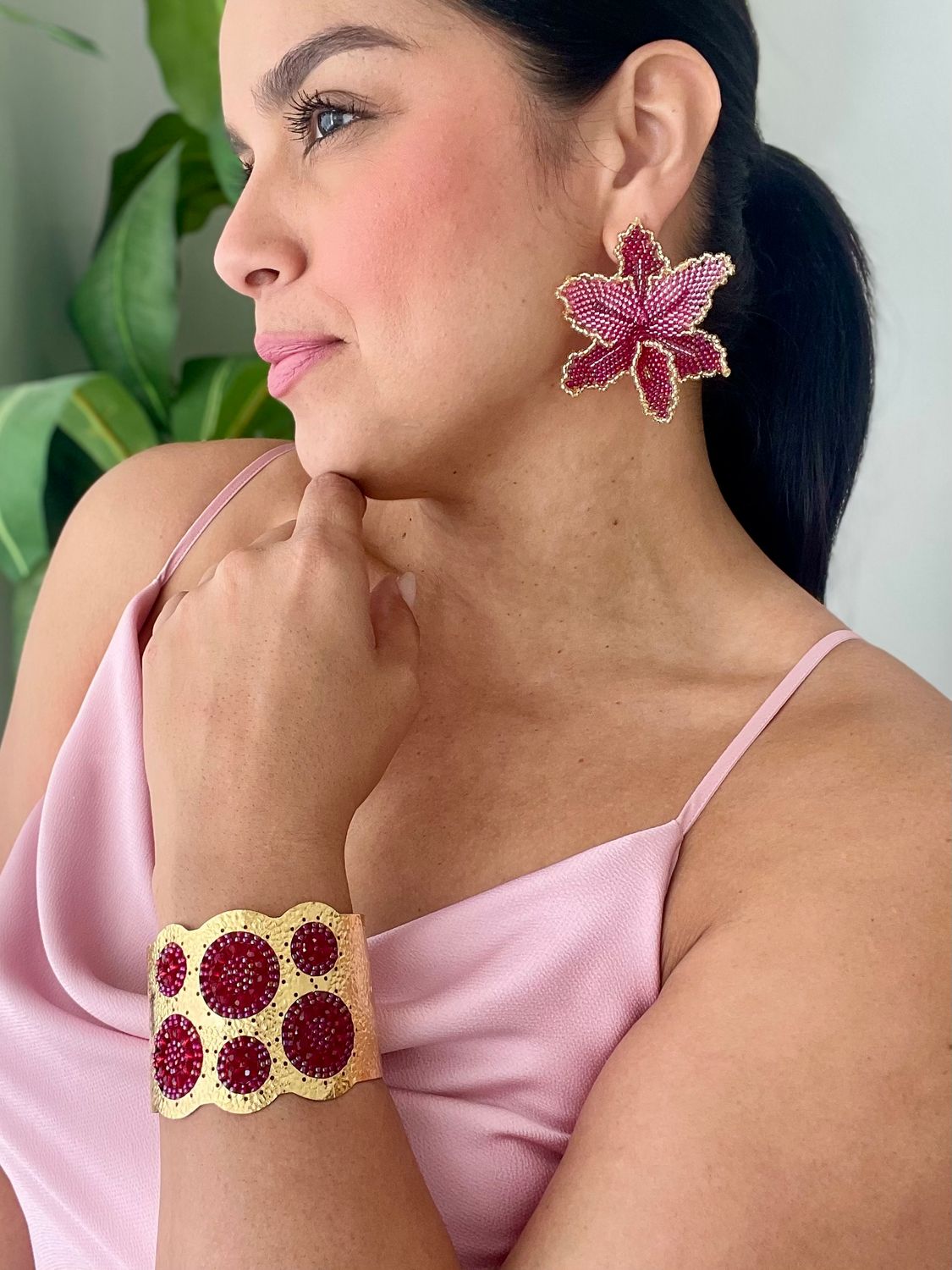 Orchids Earrings Set With Bangle