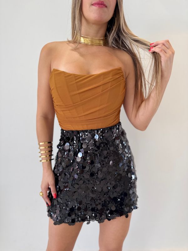 Black Vivi Sequin Skirt