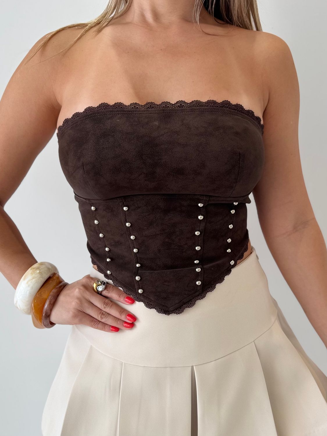 Brown With Silver Studs Bustier