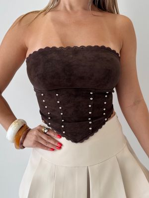 Brown With Silver Studs Bustier