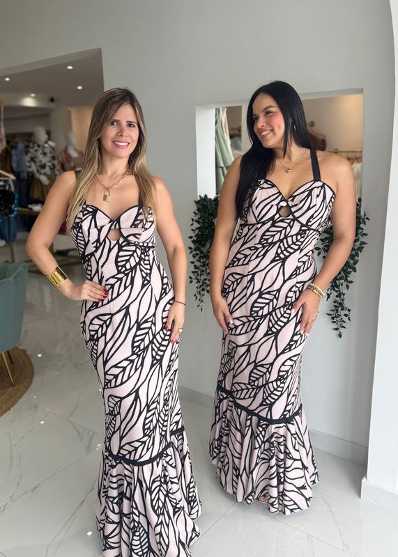 Beige &amp; Black Elegant Exclusive Collection Dress