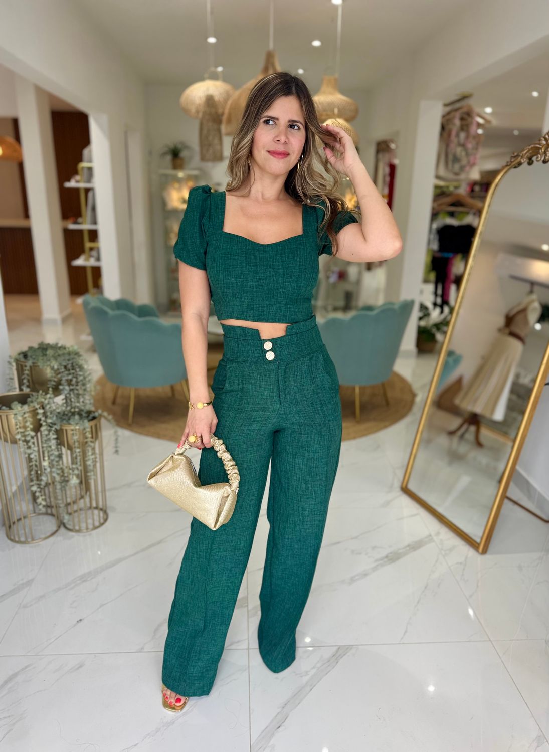 Hunter Green Elegant Pant Set
