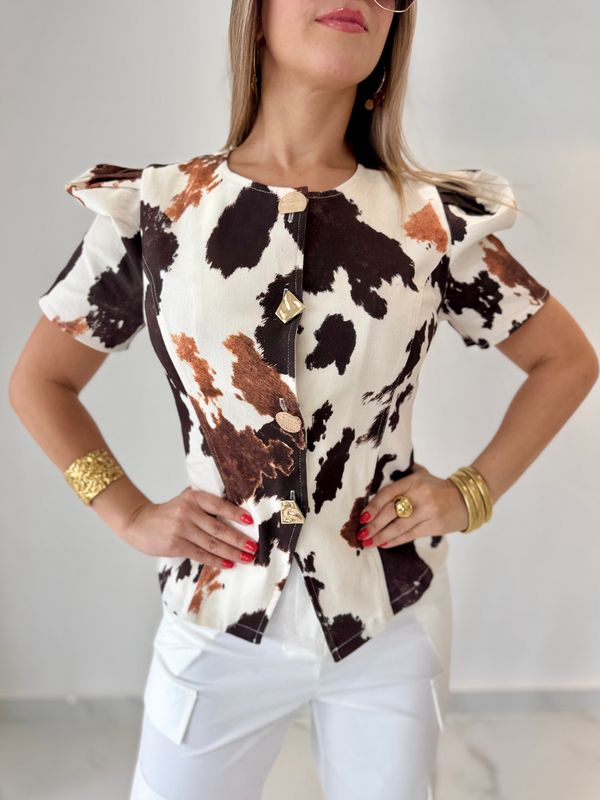 Fashion Cow Print Blouse