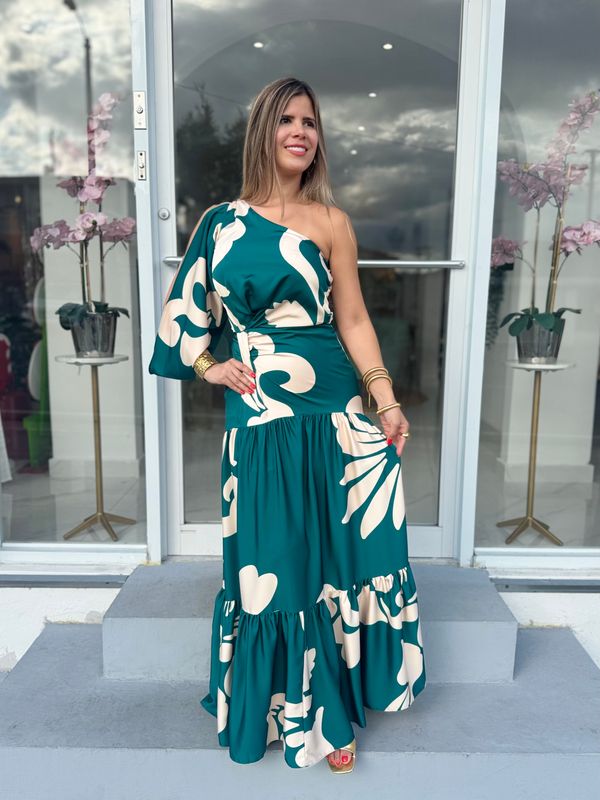 Teal Printed Exclusive Collection Dress