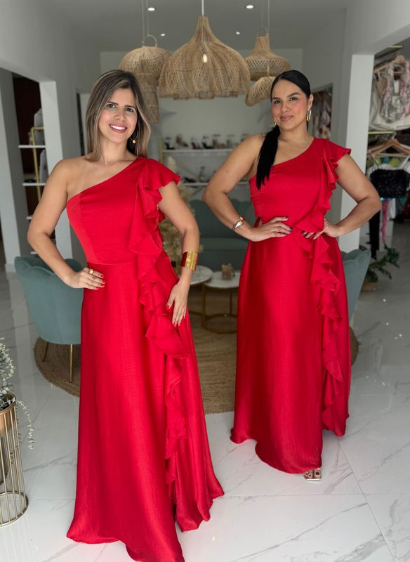 Red One Shoulder Exclusive Formal Dress