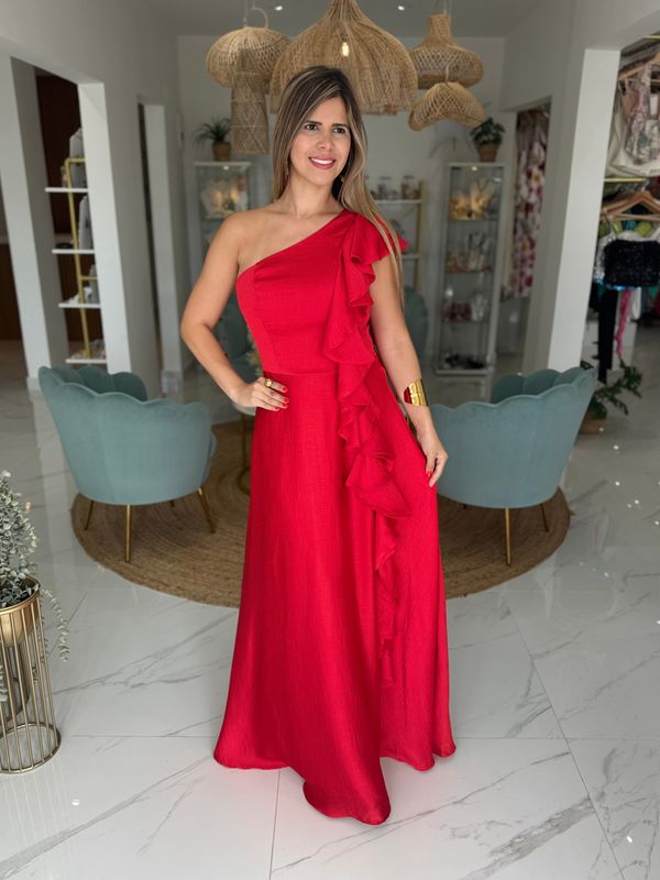 Red One Shoulder Exclusive Formal Dress