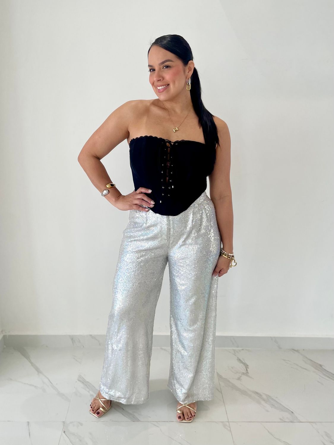 Silver Sequin Pant