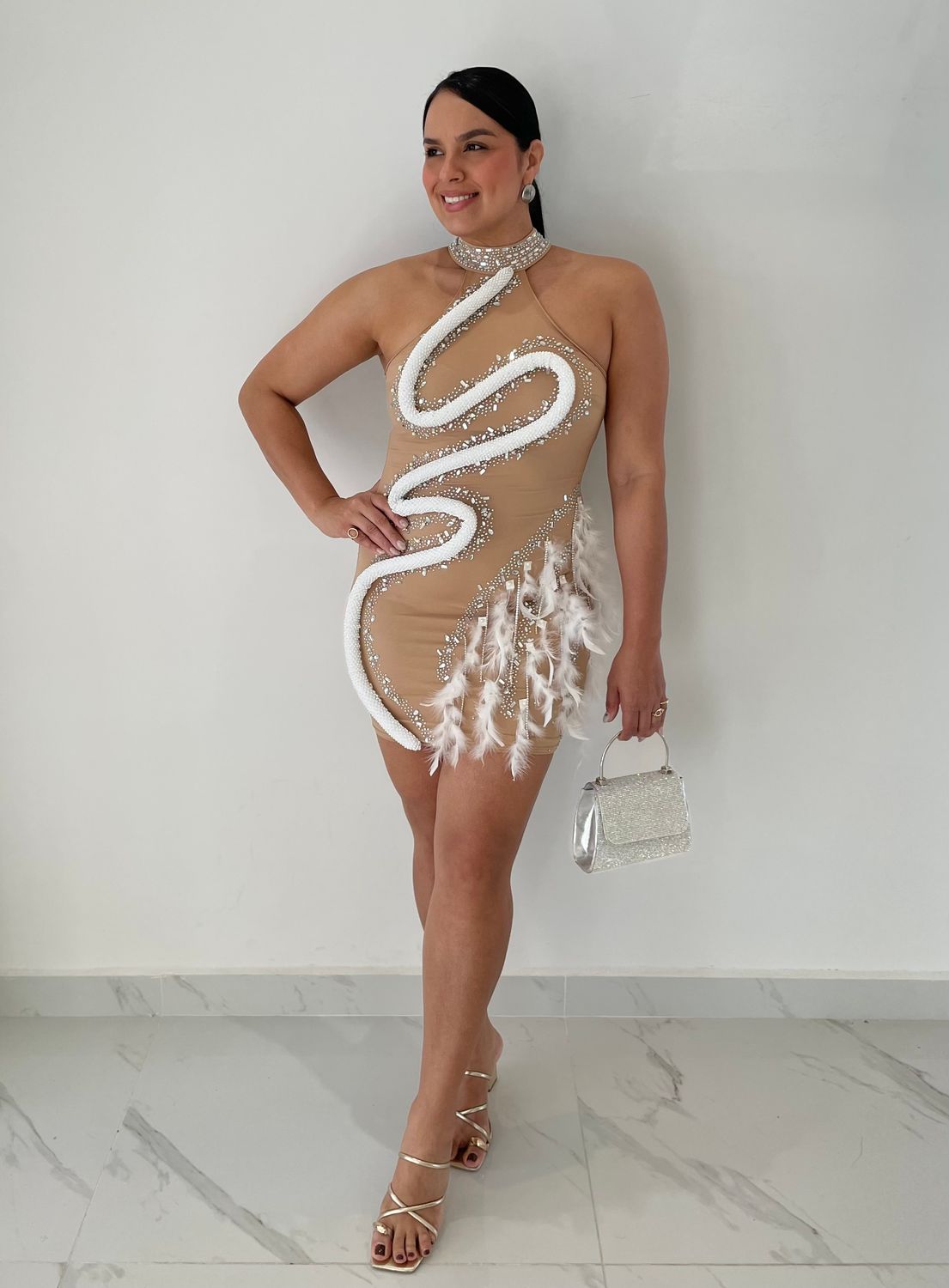 Serena Sexy Nude Short Dress